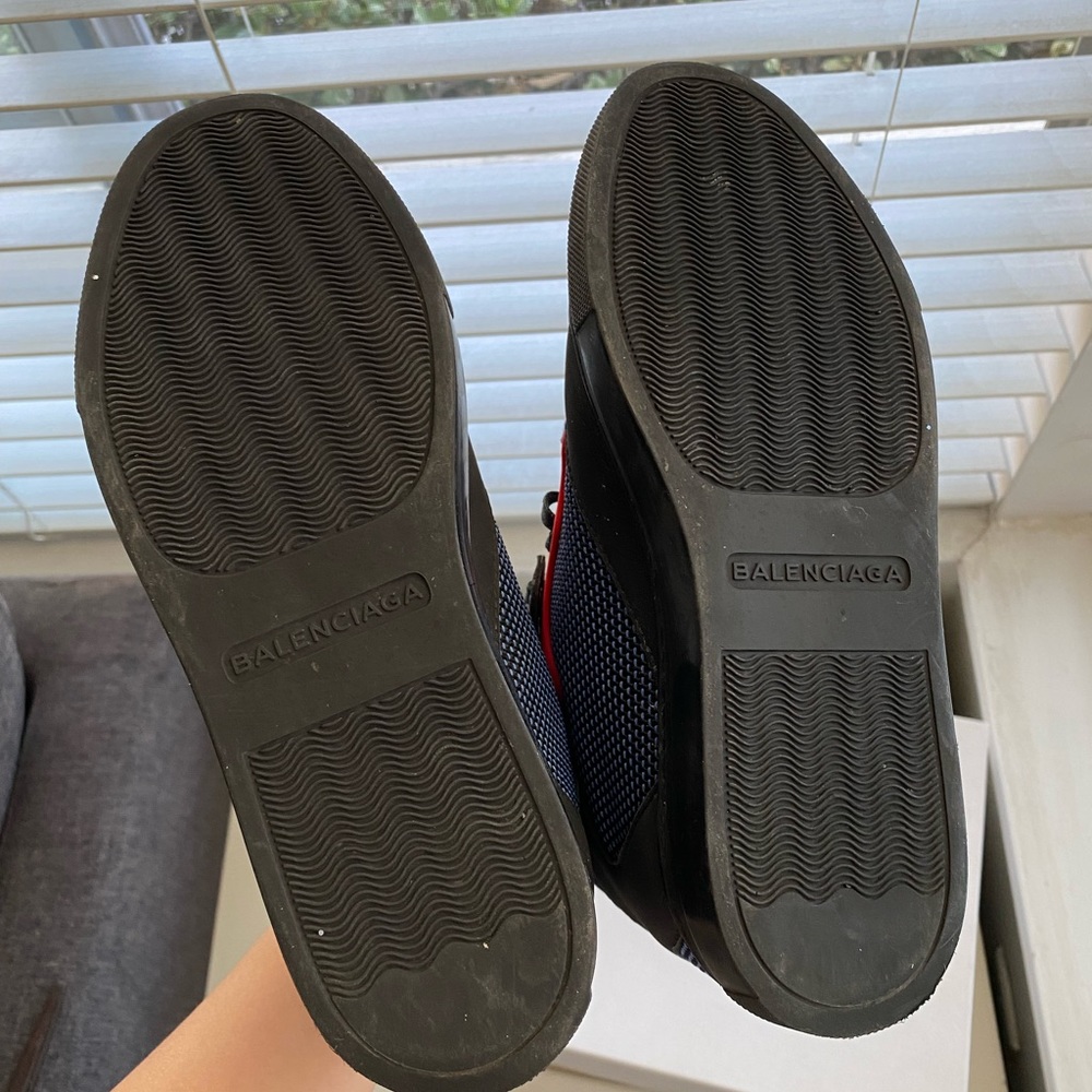 Authentic BALENCIAGA Women Sneakers mid top leather black mesh blue Size 5.5(36) - Picture 8 of 14